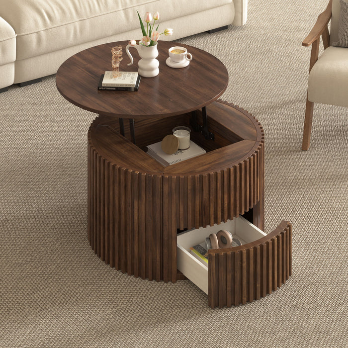 Round Lift Top Coffee Table With Hidden Storage For Living Room Hearth and Haven