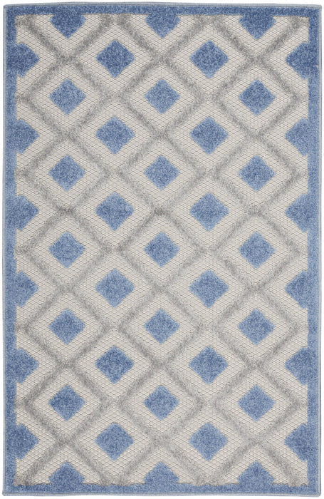 3' X 4' Gingham Non Skid Indoor / Outdoor Area Rug - Blue / Gray