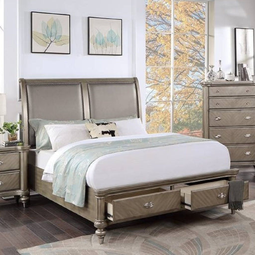 Bed With 2 Panel Upholstered Headboard And Footboard Drawers Home Essentials