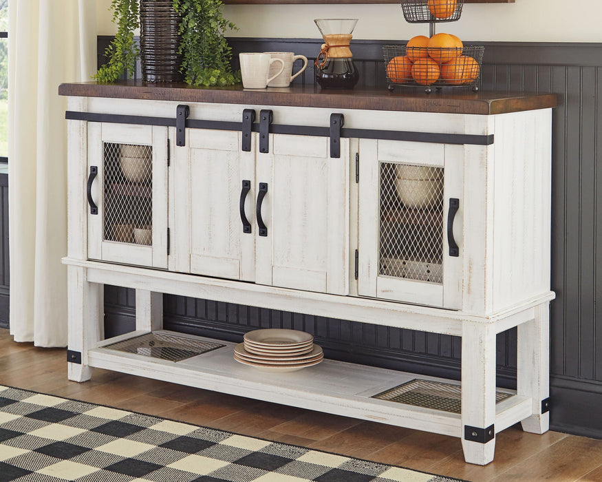 Valebeck - Dining Room Server - White / Brown Signature Design by Ashley®