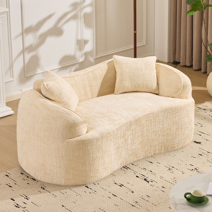 Curved 2 Person Compress Sofa With Armrests, Includes Pillows Home Essentials