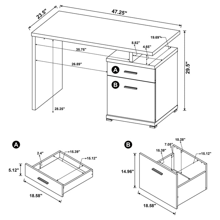 2 Drawer Reversible Office Desk With Modular Design Furniture Max
