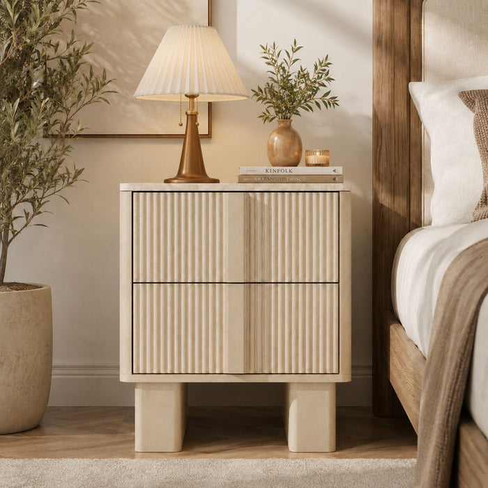 Nightstand With Charging Station And 2 Storage Drawers Home Essentials