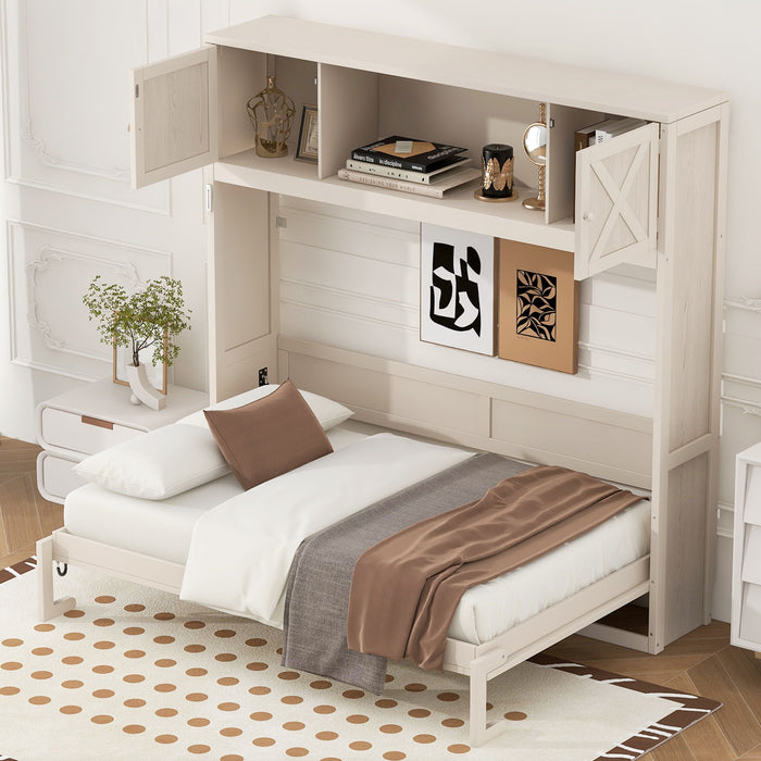 Rustic Casual Murphy Bed With Storage Cabinets Hearth and Haven
