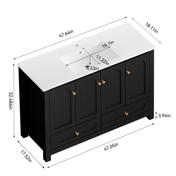 Bathroom Vanity With Sink Combo, 4 Soft Close Doors And 2 Drawers Home Essentials