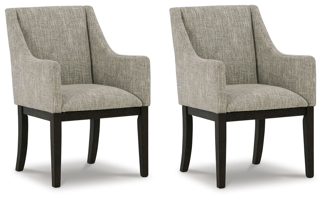 Burkhaus - Dining UPH Arm Chair (Set of 2) - Beige / Dark Brown Signature Design by Ashley®
