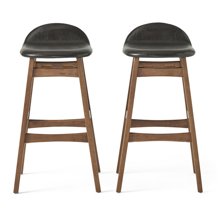 Contemporary Bar Stool With Stylish Seat And Small Backrest Noble House