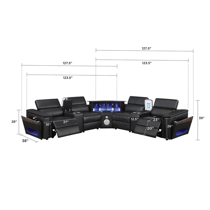 Nova - Sectional With Bluetooth Speaker, LED And Lifting Wine Cabinet Matrix Furniture Group