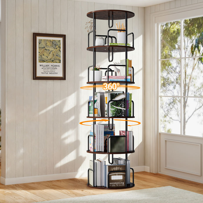 Rotating Bookshelf Tower 5 Tier Spinning 360 Degree Revolving Storage Shelf Home Essentials
