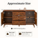 Sideboard Buffet Cabinet With 3 Drawers And 2 Storage Cabinets - Walnut Home Essentials