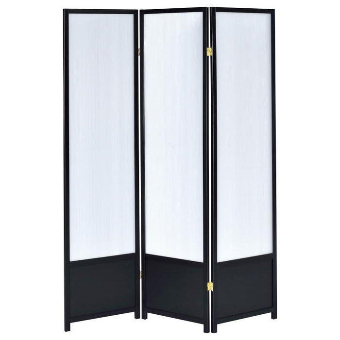 Calix - 3-Panel Room Divider Folding Shoji Screen - Black