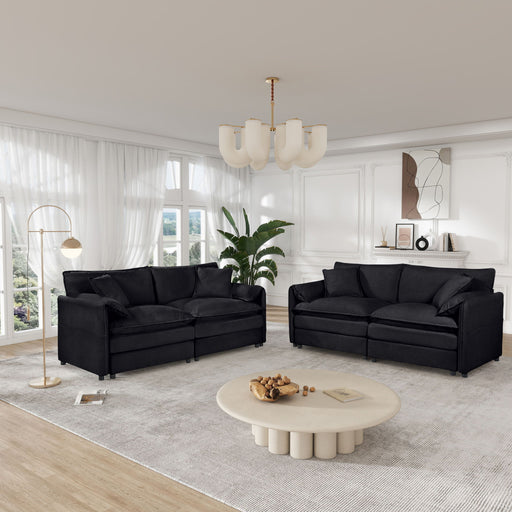 Modern Oversized Deep Seat Luxury 2 Piece Sofa Set With 4 Pillows Home Essentials