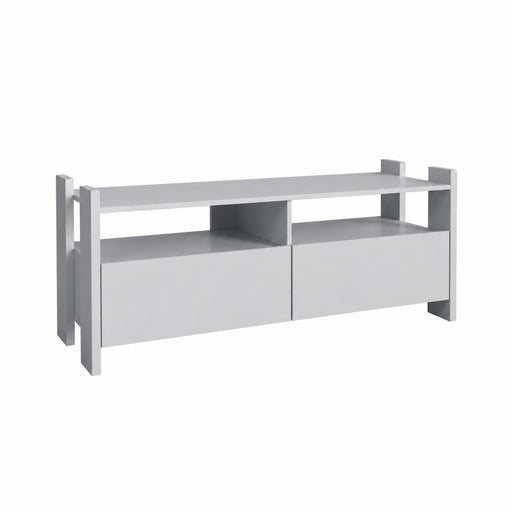 TV Stand For TVs Up To 55" With Open Shelves And 2 Drawers - White Home Essentials