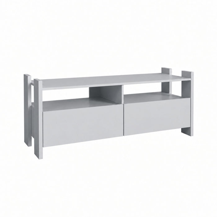 TV Stand For TVs Up To 55" With Open Shelves And 2 Drawers - White Home Essentials