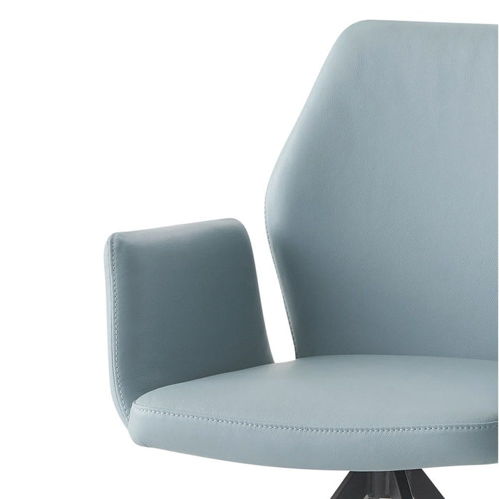 Segismunda - Arm Chair With Swivel - Light Blue Leather & Black ACME