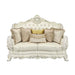 Adara - Loveseat With 5 Pillows - Pearl White Synthetic Leather & Antique White ACME