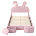 Full Upholstered Platform Bed With Cartoon Ears Headboard And LED Light - Pink Dreamland
