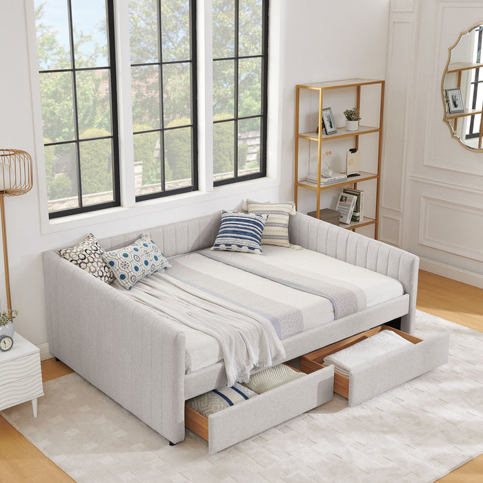 Upholstered Queen Daybed With 2 Drawers Home Essentials