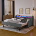 Upholstered Sofa Bed With LED Lights, Storage Headboard, Foldable Trundle & Wireless Charging Home Essentials