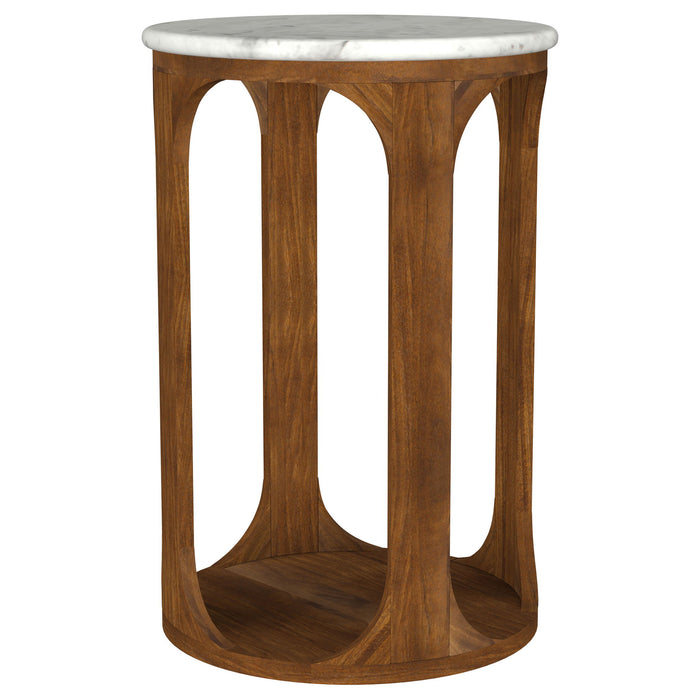 Eaton - Round Side Table - Brown / White