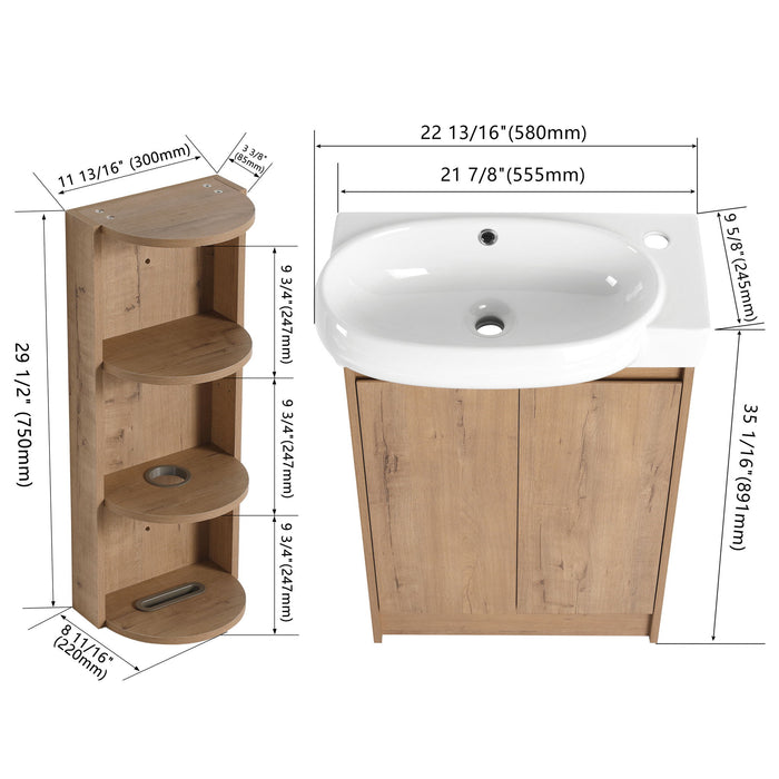 Freestanding Bathroom Vanity With Sink And Storage Rack, Soft Close Doors Base With Basin Home Essentials