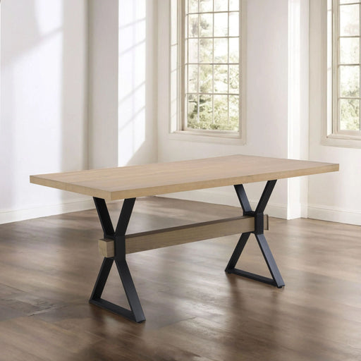 Elevated - Farmhouse Dining Table With X Shaped Legs - Light Ash Noble House