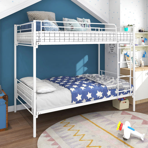 Space Saving Bunk Bed With Metal Frame And Ladder Home Essentials