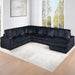 6 Piece Modular Sectional Sofa Set Upholstered Living Room Plush Couch With Cup Holders And USB Port - Black Home Essentials