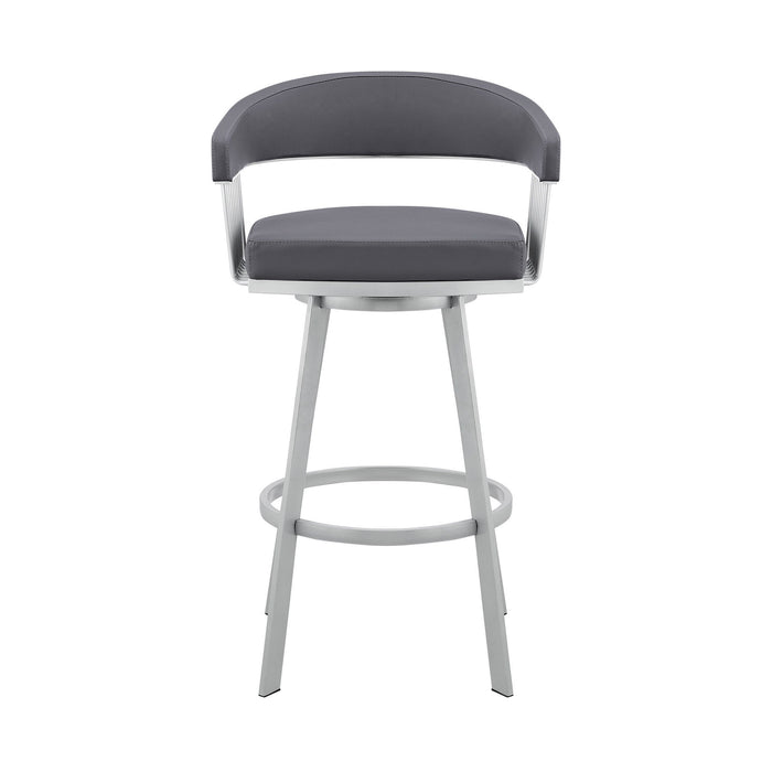 Swivel Low Back Bar Chair - Slate Gray / Silver