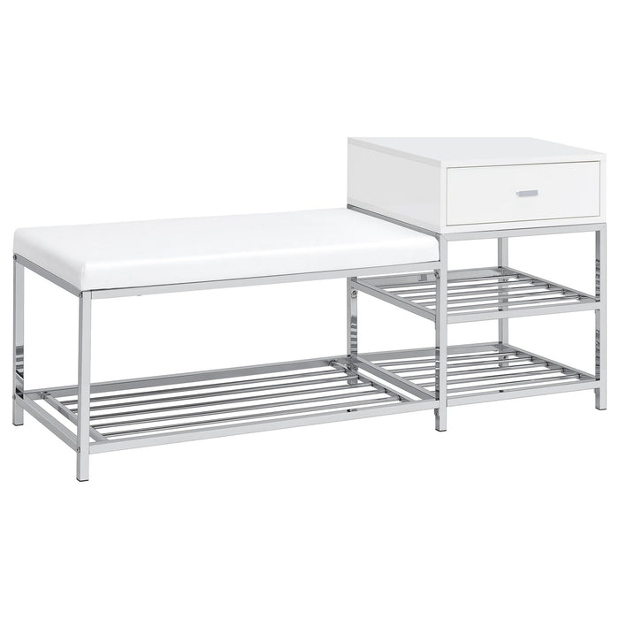 Yesler - 1 Drawer Storage Bench - Glossy White Furniture Max