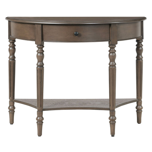 Half Moon Console Table With Drawer & Shelf For Living Room - Walnut Hearth and Haven