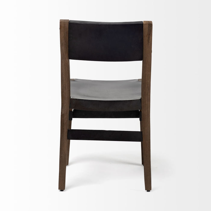 Metal And Wood Open Back Dining Side Chair - Black / Brown