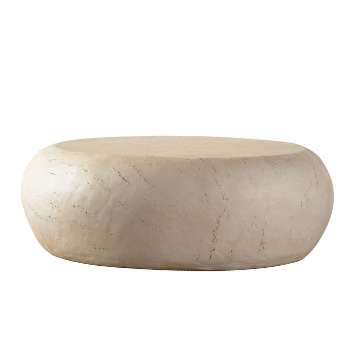 Round Coffee Table With Smooth Texture For Living Room - Light Beige Home Essentials