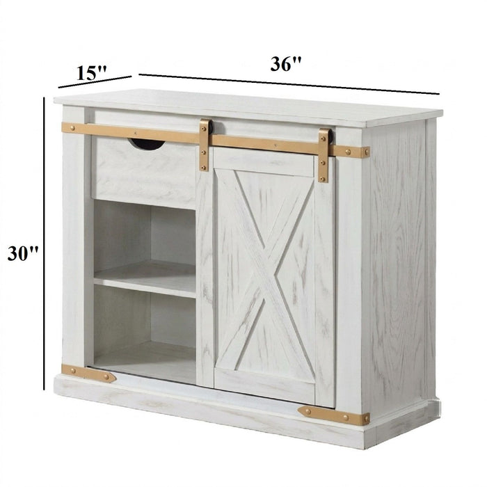 Console Table With Storage Drawer And Open Shelves - Antique White / Gold Home Essentials