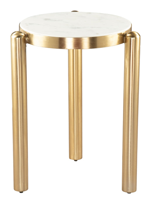 Noan - Side Table - White / Gold