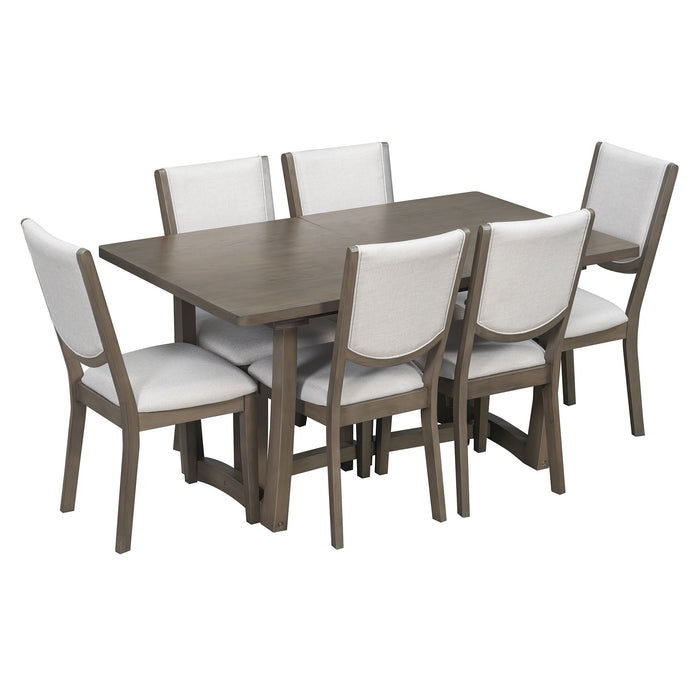 Rectangular Extendable Dining Table Set With 6 Upholstered Chairs Hearth and Haven