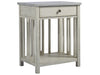 Escape - Bedside Table With Stone Top - Pearl Silver Coastal Living