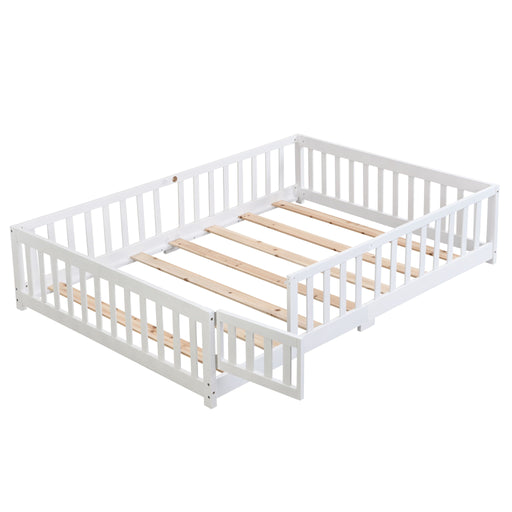 Solid Wood Floor Bed With Door And Fence For Children Home Essentials