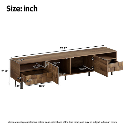 TV Stand With 2 Drawers, Media Console Table For TVs Up To 85'' - Natural Hearth and Haven