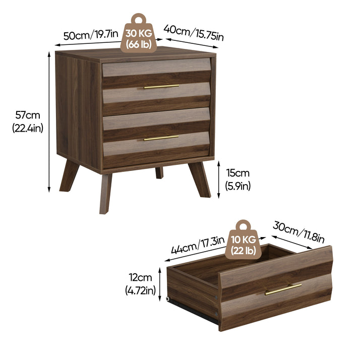 Medieval Double Drawer Bedside Table Home Essentials