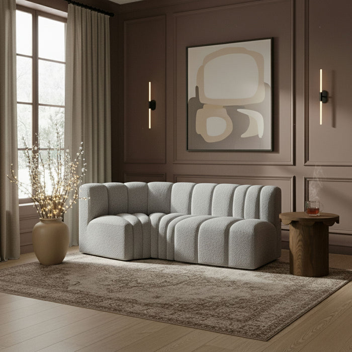 Arc - Boucle Fabric 3 Piece Modular L-Shaped Sofa Meridian Furniture