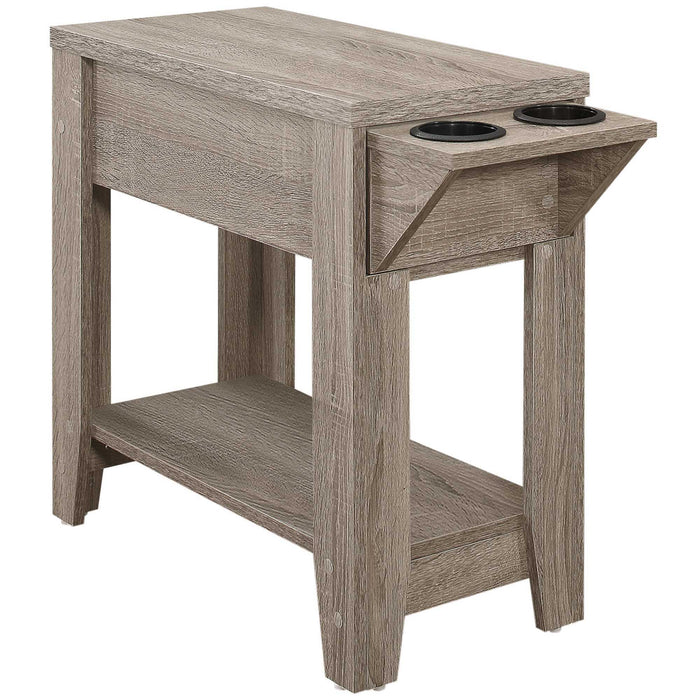 Wood End Table With Shelf - Taupe