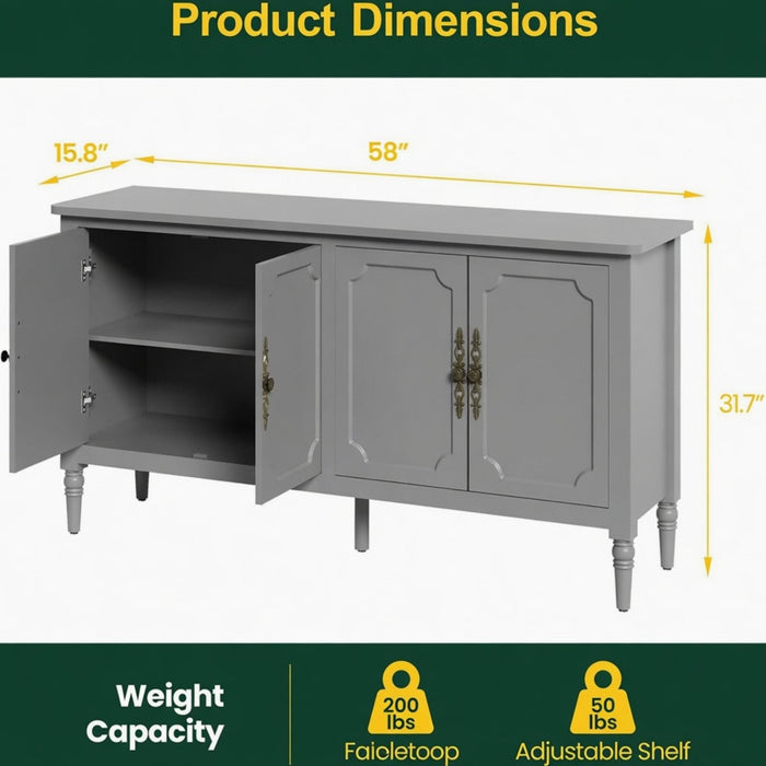 Vintage Buffet Cabinet With Adjustable Shelves Home Essentials