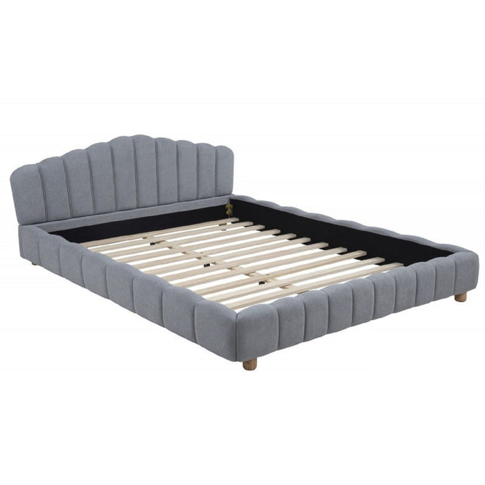 Queen Upholstered Platform Bed, Low Profile Frame - Light Blue Home Essentials
