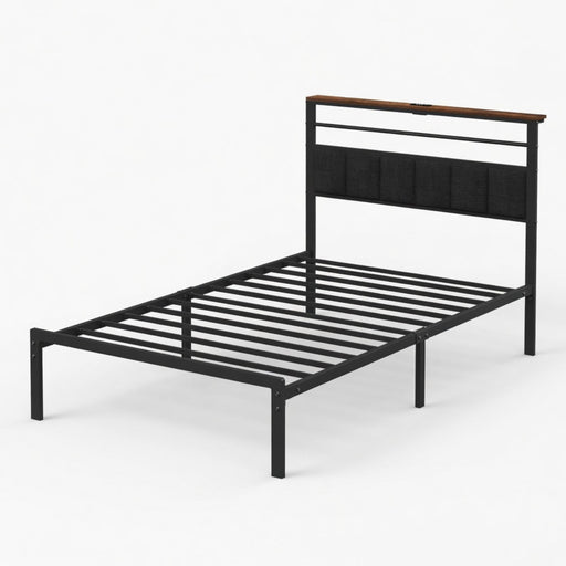 Platform Bed Frame With Charging Station & Headboard Storage Home Essentials