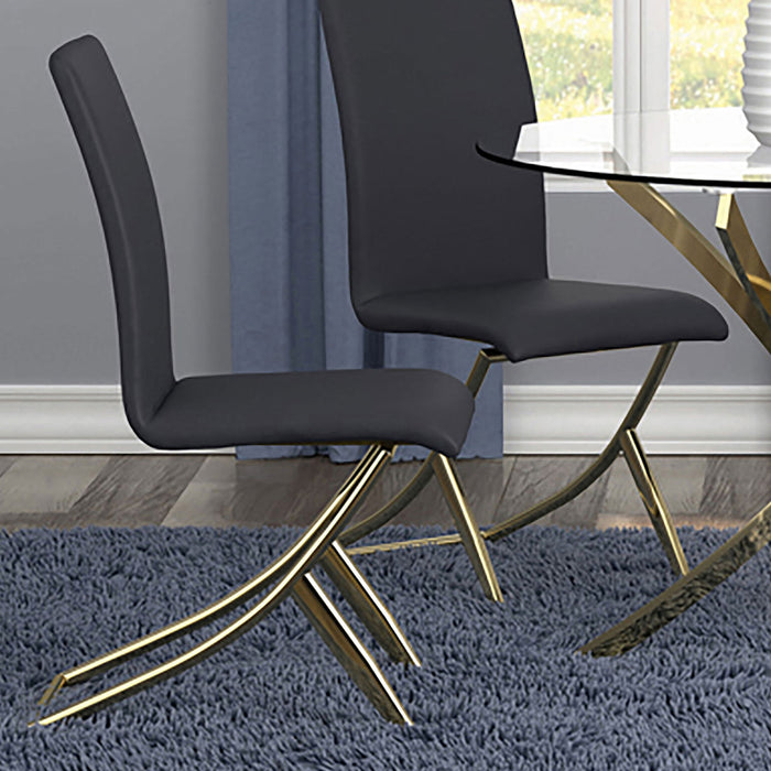 Dining Chairs (Set of 2) - Black / Gold Furniture Max