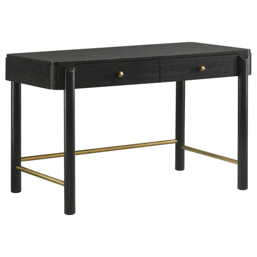 Anser - 2 Drawer Vanity Desk Makeup Table Rounded Design - Black Furniture Max