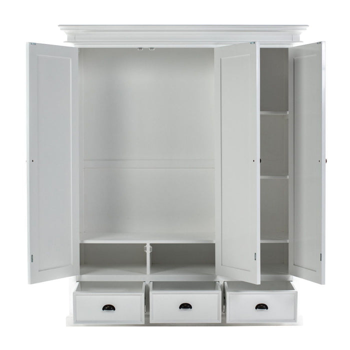 Solid Wood Frame Standard Curio Cabinet With Six Shelves - Off-White