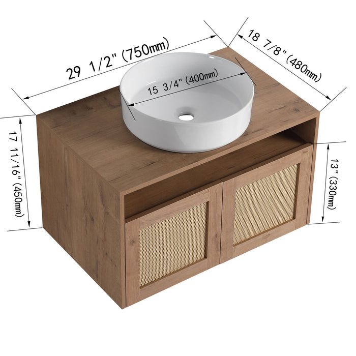 Bathroom Vanity & Art Sink, 2 Soft Close Doors, Float Mounting Design Home Essentials