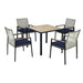 5 Piece Patio Dining Table Set, Acacia Wood Table Top With Umbrella Hole Home Essentials